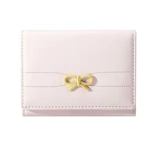 Women’s Bow-Accent Small Wallet - Cute Compact Card Holder with ID Window, Lightweight Mini Purse Organizer for Gym, Travel, Gift (Sports & Outdoor Accessory)