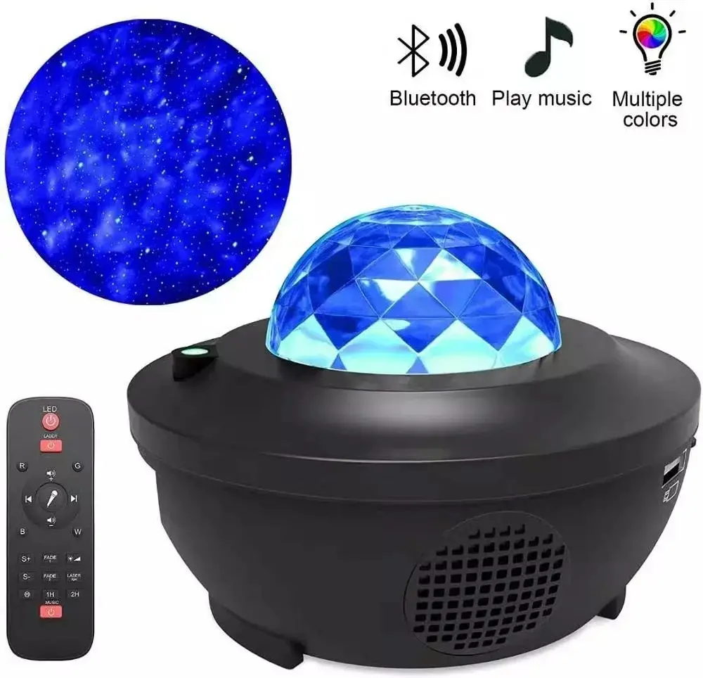 LED Galaxy Ocean Wave Projector, Starry Sky Rotating Night Light with Music Player & Remote, Home/Festive Decor for Kid Bedroom, Best Friend Birthday Gift