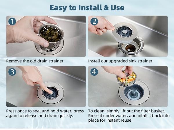Hibbent Upgraded 3 in 1 Kitchen Sink Drain Strainer, Stainless Steel Pop Up Sink Stopper, Larger Anti-Clogging Basket, 3-Layer Seal, Detachable Drain Plug for US Standard 3-1/2" Drain, Matte Black,summervibes,campingessentials,campinggear,home essentials Hibbent Upgraded 3 in 1 Kitchen Sink Drain Strainer, Stainless Steel Pop Up Sink Stopper, Larger Anti-Clogging Basket, 3-Layer Seal, Detachable Drain Plug for US Standard 3-1/2" Drain, Matte Black,summervibes,campingessentials,campinggear,home essentials