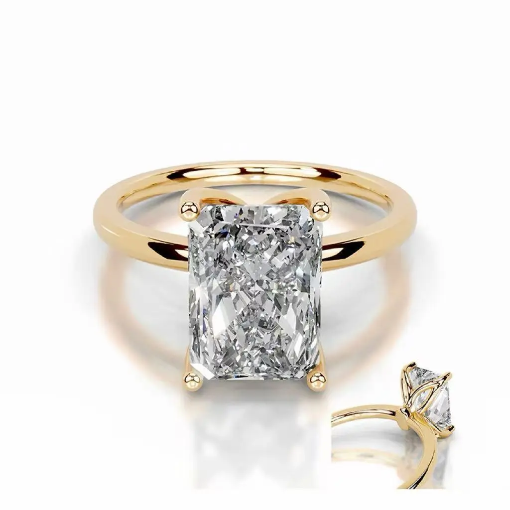Lab-grown diamond  11055, 2 ct,  D- VS1, Radiant cut lab-grown diamond ring. IGI certification, light luxury premium feel, versatile for everyday wear, suitable for engagement and proposal. S925 sterling silver.
