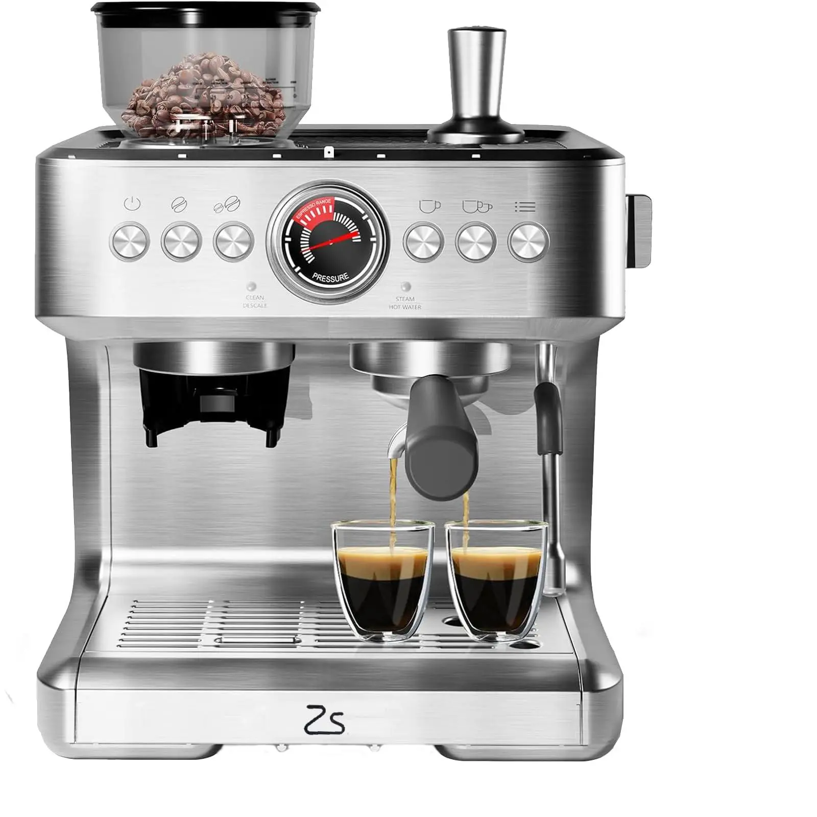 GARVEE Espresso Machine with Bean Grinder, Semi Automatic Espresso Machine, 20-Bar Espresso Maker with Milk Frother Steam Wand 2.8L Water Tank, Home Espresso Coffee Maker for Latte, Cappuccino