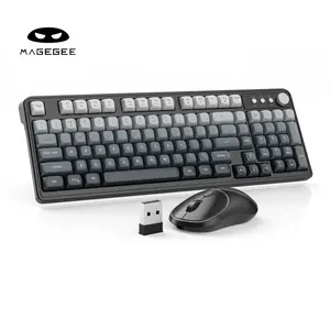 MageGee Wireless game and office Keyboard and Mouse Combo V560, RGB Backlit Rechargeable  Keyboard 2.4GHz Quiet Blue White Purple Keyboard Mouse for Mac Laptop PC Gamer