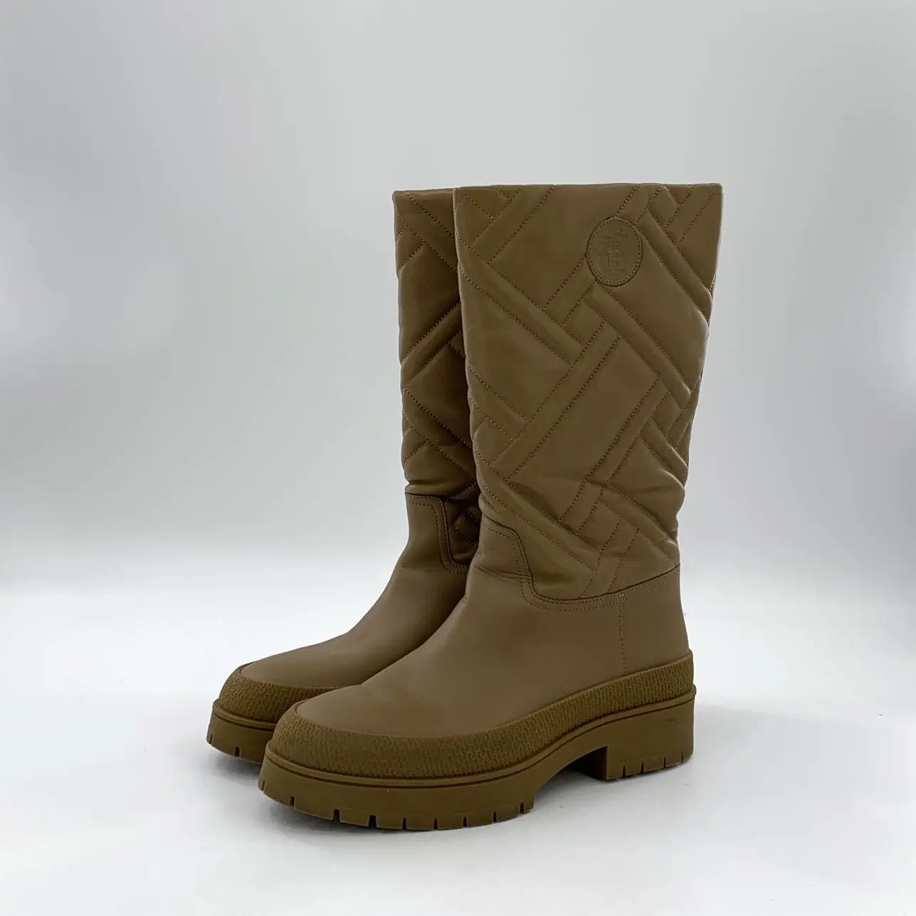 RDLTS- Hermès Brown Leather Quilted Ankle Boots Size US 6.5