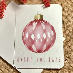 Handmade Watercolor Printed Christmas Cards Festive Art Print Holiday Cards Gift Box Set with Ornament Design Notecard Postcard Christmas Cards