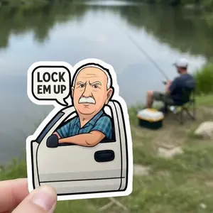 Lock Em Up Tractor Sticker, Trey Permission Funny Fishing Decal, Angry Grandpa Meme Sticker, Viral Trend Farm Tractor Vinyl Gift