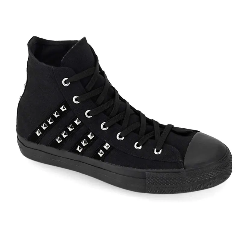 Demonia Men's Deviant-103 Black Canvas High-Top Sneaker, Comfortable All-Seasons Chic Casual Footwear