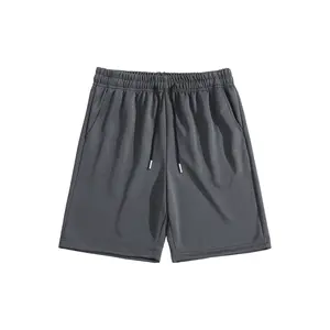 Men's Classic Drawstring Sports Shorts - Gray, Elastic Waist Polyester Fabric, Relaxed Fit, Breathable Light Summer Bottoms with Pocket for Daily Casual Wear