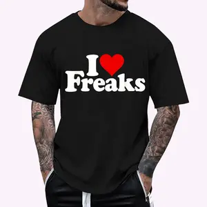 I LOVE HEART FREAKS T-Shirt, Size S-3XL Cotton Top Womenswear Top Womenswear