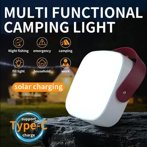 CVCPBU Solar Outdoor Camping Light, Rechargeable Tent Lantern, Portable LED Work Light with USB & Magnet