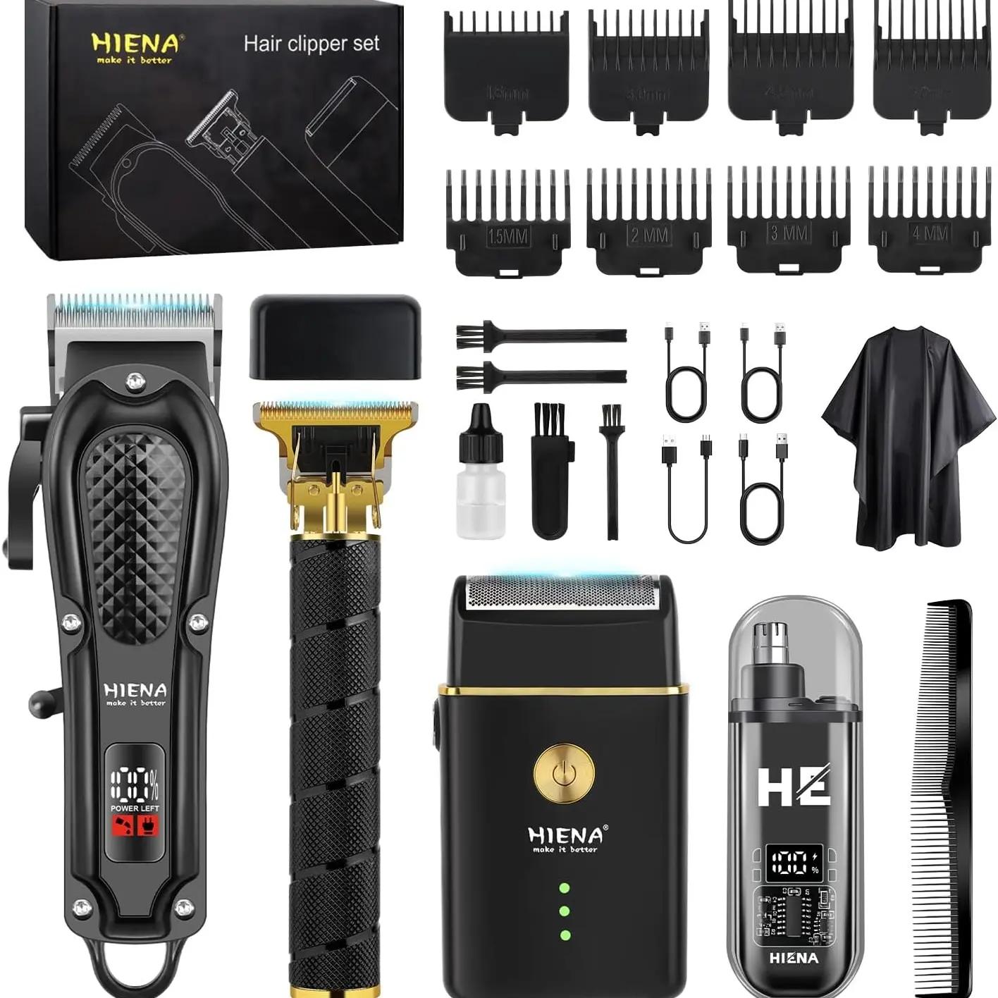 Rechargeable Haircut Kit with Trimmer & Shaver, Vintage T-Blade Design, Professional Men's Grooming Tools for Home Use, Hair Clippers
