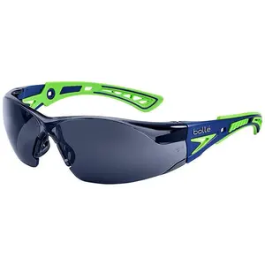 Bolle Rush Plus Safety Glasses Blue/Green with Smoke Platinum Anti-Fog Lens