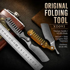 Mulight EDC XD093 Pocket Tool - 14C28N edge, Titanium Handle, non-locking, bearing pivot system, every day carry