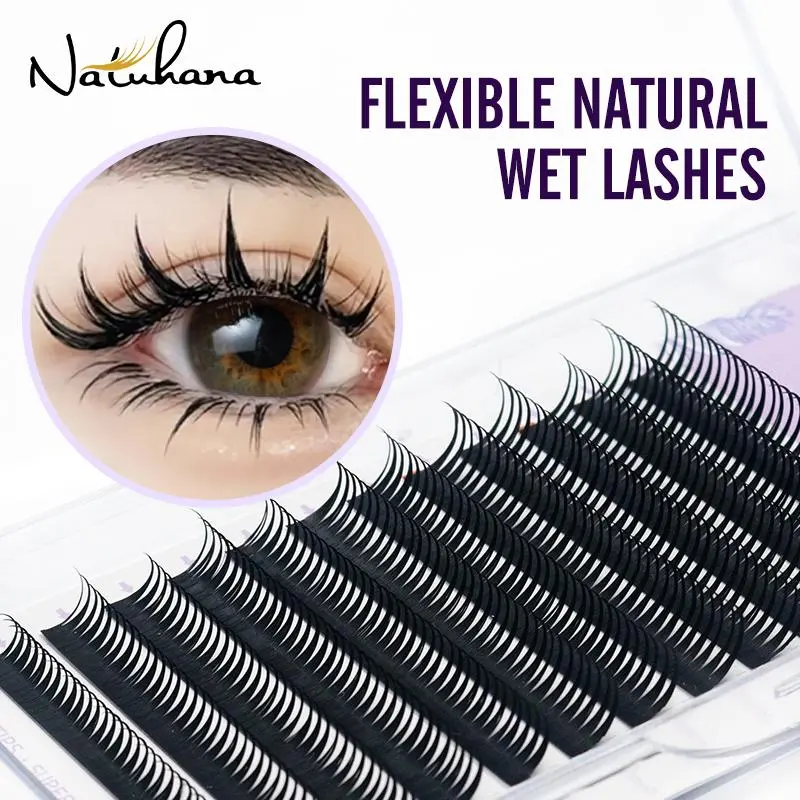 NATUHANA New 0.07mm Wet Eyelash Extension Manga Wispy Cosplay Type Spikes Lashes Extensions Volume Premade Fans Lashes Supplies 2026 New