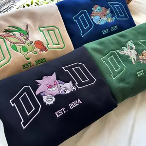Custom PokaDad Embroidered Shirt, Persionalized Anime Characters Sweatshirt, Anime Father's Day Gift, Birthday Gift For Dad, Pocket Beast