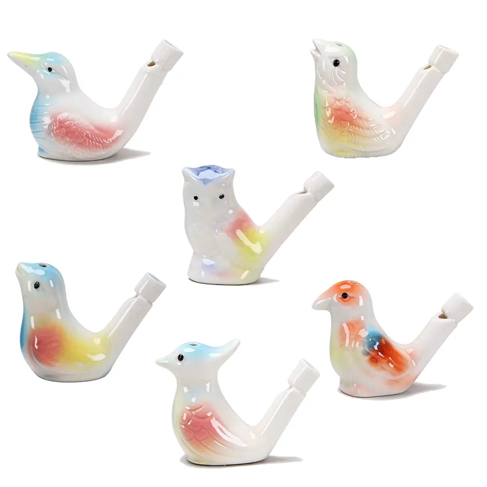 6 Pcs Ceramic Water Bird Whistles, Ceramic Bird Call Whistles, Colorful Porcelain Toys, For Kids Adults Birthday Easter Gift Classroom Prize Cute Play