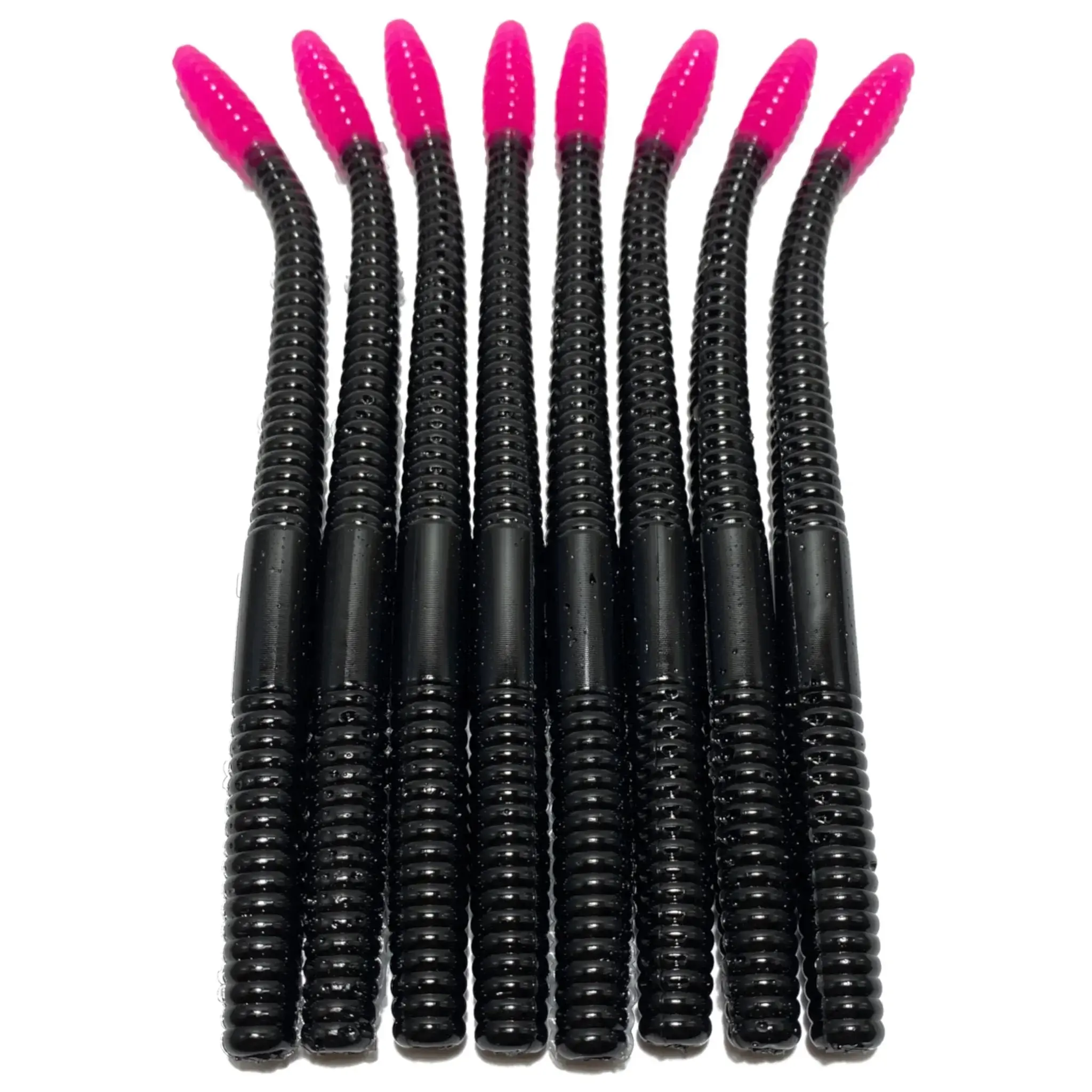 6" Finesse Worm | Black Hot Pink Tail