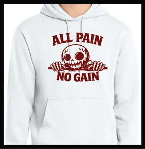 ALL PAIN NO GAIN Mid-weight Unisex Cotton/Poly Blend Hoodie