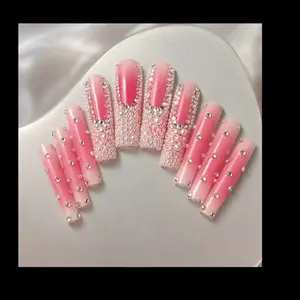 10-Piece Handmade Pearl Press-On Nails, Manicure Fake Nails Extension Kit
