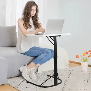 Folding Tray Table Portable Sofa TV Tray Laptop Desk C Side Adjustable Eating Dinner Coffee Table with 3 Adjustable Heights 3 Angles 55lbs Load Bearing for Bed Dorm Home Office