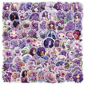 Lavender Series Sticker, 100pcs/set Waterproof Self Adhesive Decor Paper, Decor Sticker for Gift Greeting Card Water Bottle Laptop Phone