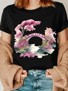 Japanese Cherry Blossom Print T-Shirt, T-Shirt for Japan Lovers, T-Shirt for Nature Lovers, Floral T-Shirt, Japanese Aesthetic T-Shirt