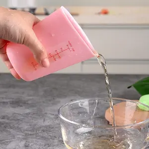 Silicone Measuring Cup 125/250/500ML, Dual Scale Transparent Silicone Bowl, Large Capacity Batter Mixing Cup, Soft Silicone Material