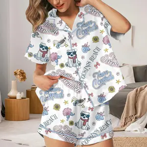 Cousins Beach Short-Sleeve Pajamas Set, Team Conrad Vs Team Jeremiah Set, The Summer I Turned Pretty Pajama, TSITP Fangirl Gift Sleepwear