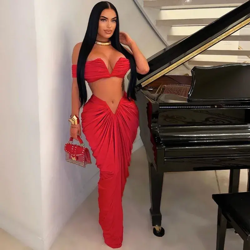 two-piece set woman Sexy Party Night Ruched Maxi Dress Sets for Women Two Piece Set Club Rave Outfits Slash Neck Crop Top + Long Skirt Matching Sets - TikTok Shop two-piece set woman Sexy Party Night Ruched Maxi Dress Sets for Women Two Piece Set Club Rave Outfits Slash Neck Crop Top + Long Skirt Matching Sets - TikTok Shop