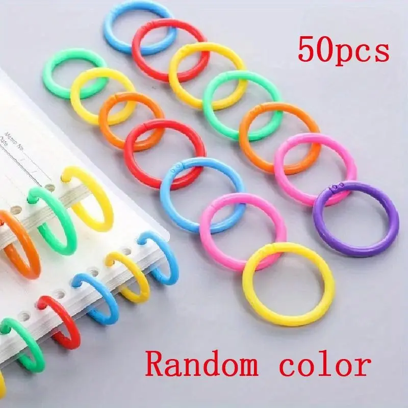 50pcs Binder Ring Plastic Binding Ring Ring Buckle Random Color Classroom Supplies Office Stationery Supplies