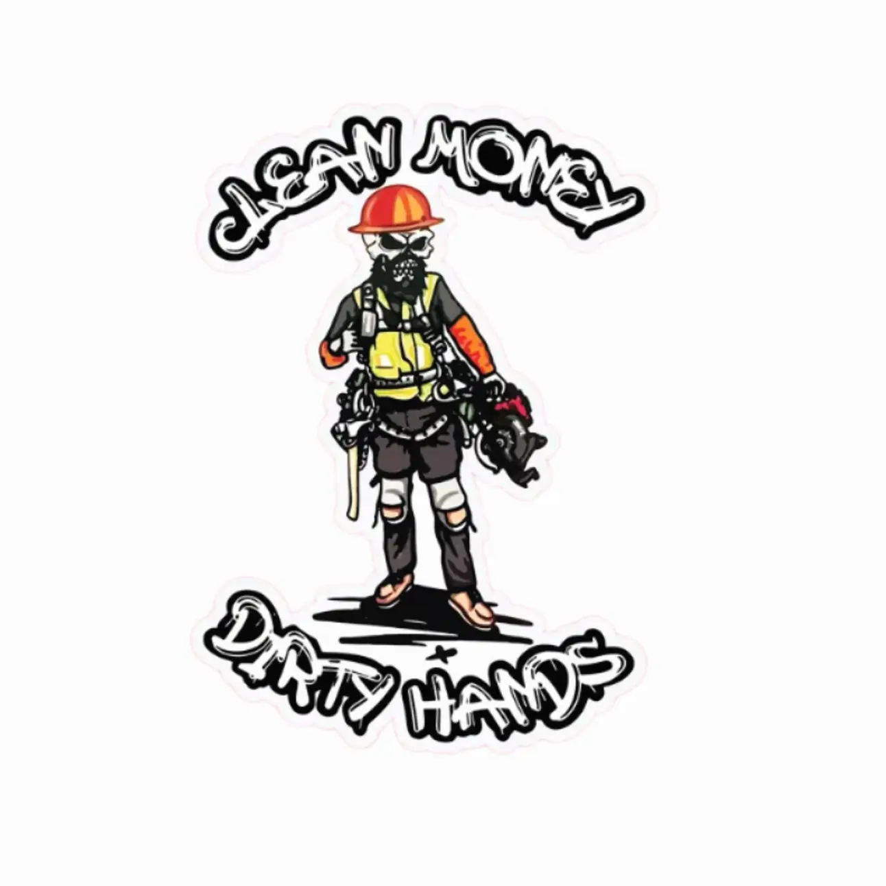 Dirty Hands Clean Money Sticker – Carpenter Working Class Hard Hat Vinyl Decal, Construction Laptop Waterproof Decorative Sticker
