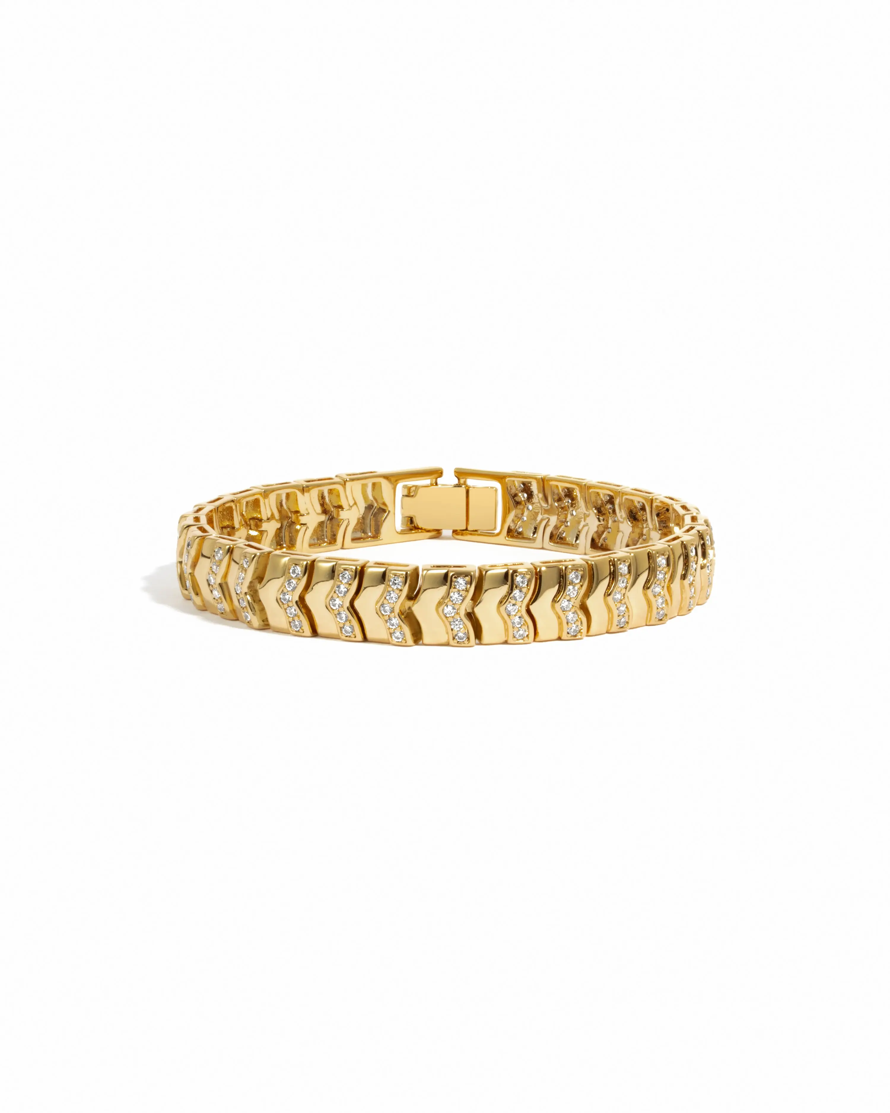 Sami Jewels Chevron Chain Bracelet, 14K Gold Plated Bracelet, Stacking Bracelet, Cubic Zirconia Bracelet, Chunky Gold Chain, Girls Dream Tennis Bracelet, Statement Bracelet, Fashionable Bracelet 