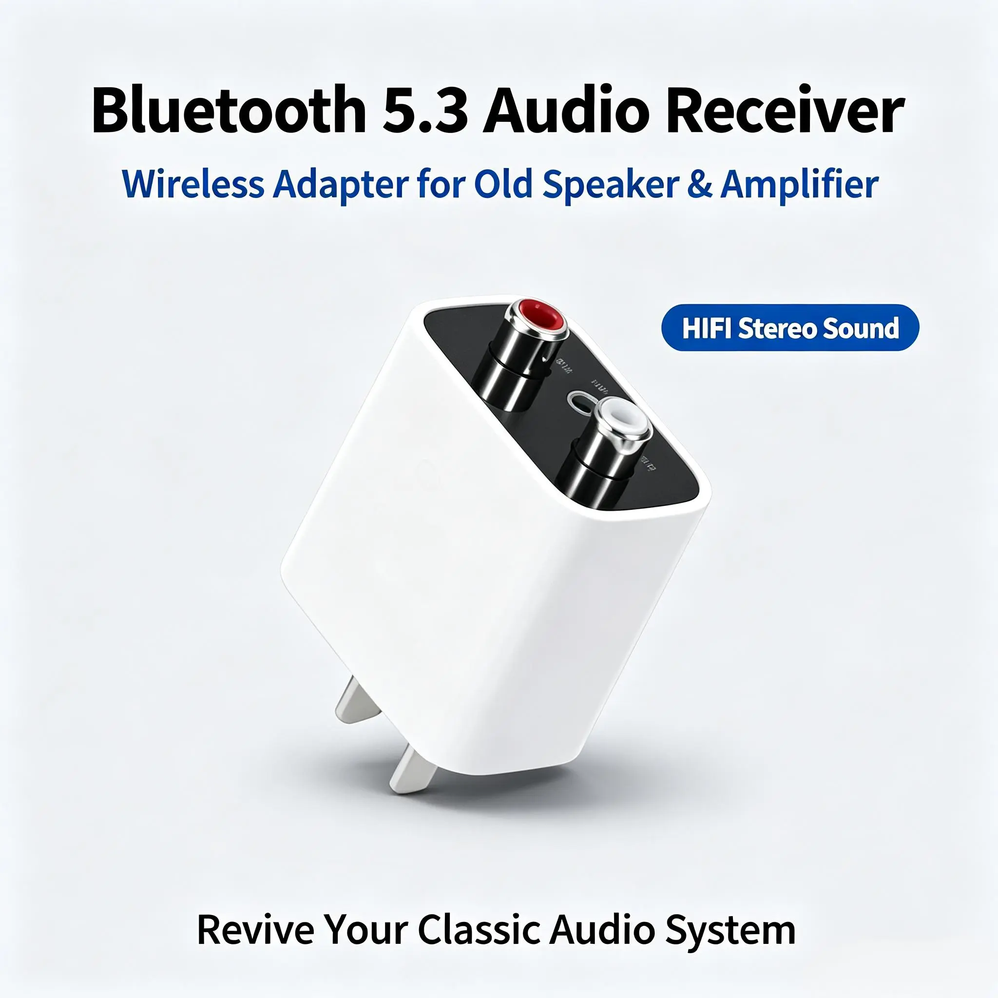 Bluetooth 5.3 Lag-Free Audio Receiver Adapter for Vintage Speakers, Amplifiers - RCA Wired Wireless Stereo Accessory for All Phones, Plug-In Connection, Plug-and-Play,techvibes