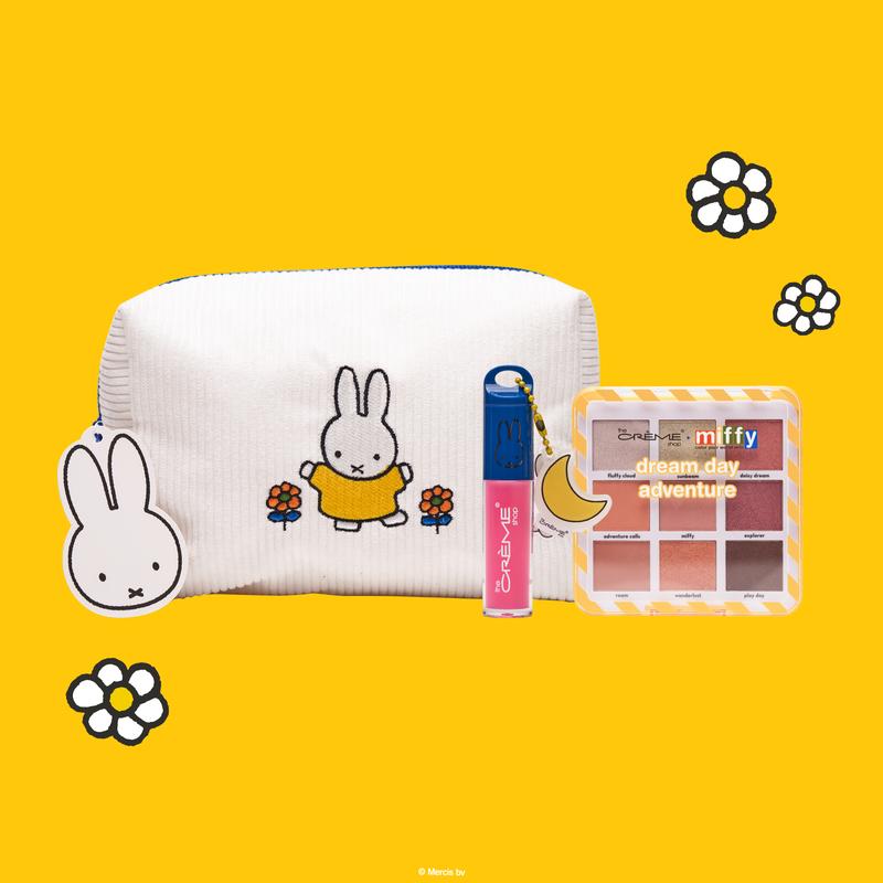 The Crème Shop x Miffy Total Makeup Bundle: Travel Bag, Eyeshadow Palette & Tinted Lip Oil Set - Exclusive Hydrating Friend, Cruelty-Free, No Alcohol Glossy Moisture