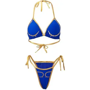Women's Chun Li Cosplay Swimsuit Blue Sexy Bikini Bathing Suit Swimwear