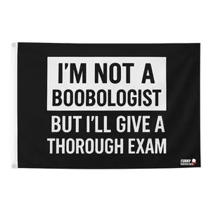 Funny Boobologist Flag – 3x5ft Black Banner with 2 Grommets | Party, Garage, Halloween & College Decor Funny Slogan Camping Decor Banner Hanging