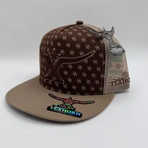 TEXHORN STYLE BROWN HORSE SHOE SNAPBACK HAT WITH EMBROIDERED LOGO