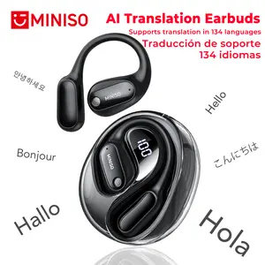MINISO MS190 Translation Earbuds, Supports Real-Time Translation in 134 Languages With APP, Bluetooth 6.0 Earphones, Audio Wireless Earbuds for Music & Phone Calls, IPX5 Waterproof Sports Electronic Headphones with Long Endurance