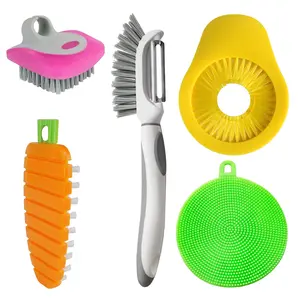 5PCS Flexible Vegetable Brush Fruit and Vegetable Brushes, Vegetable Fruit Peeler with Brush Bendable Fruit Brush Scrubber for Food Veggies Carrot Potato Corn