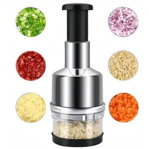 Manual Food Chopper, Stainless Steel Onion Garlic Vegetable Hand Chopper - Vegetable Cutter for Fruits, Nuts & More