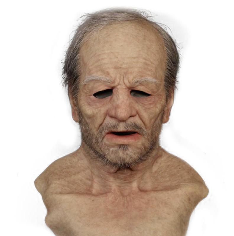 High Quality Creepy Old Man Latex Mask - Realistic Wrinkle Details, White Beard, and Bareheaded Design for Spooky Halloween Masquerade and Role Play - High-Quality Headgear for Adults Accessories