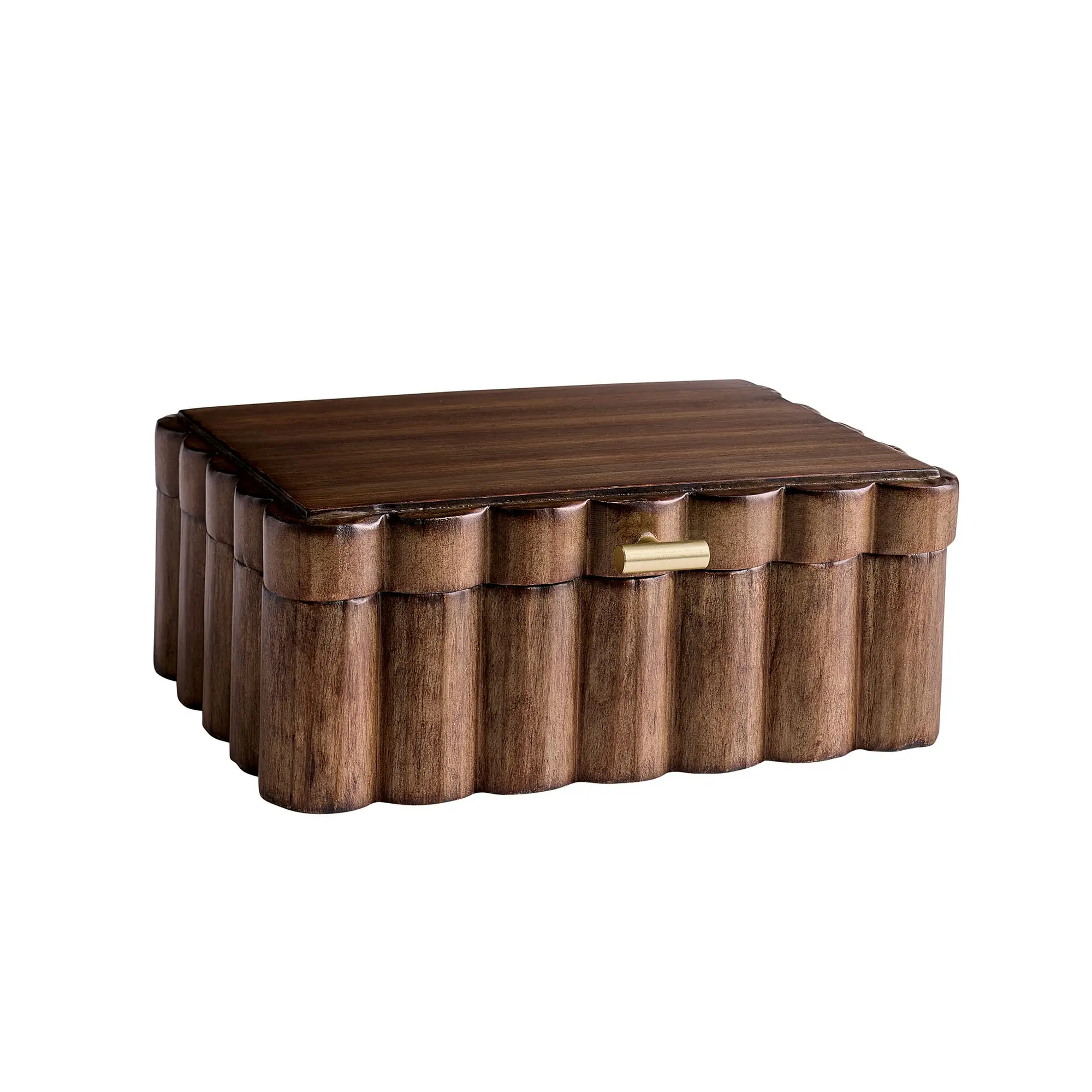 Better Homes & Gardens Scalloped Wooden Jewelry Box | Decorative Wood Storage Box for Rings Earrings Bracelets Keepsakes Vanity Organizer, vintage storage, home vintage decor