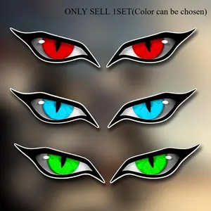 1SET Cool Dark-Style Heterochromatic Demon Eye Decor Sticker For car headlight peripherals, dark cultural items, Sticker For Cars, with red/blue heterochromatic pupils + sharp cold eye shape as elements, appeals to dark trendy style lovers
