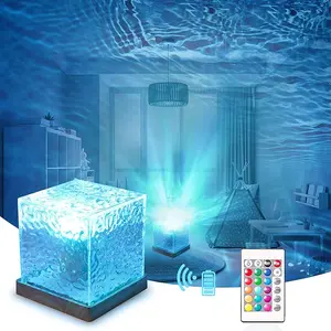 Rotating Water Pattern LED Night Light, Wired Touch Remote Control Table Lamp, Touch Remote Control Nightstand Light with Sixteen colors Modes, Creative Decorative Bedside Lamp For Bedroom Decor TikTokShopJumpstartSale clearance items