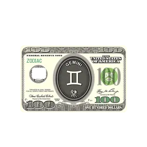Zodiac Sign "Gemini" One Hundred Dollar Bill USD Credit Debit EBT Chip Card Vinyl High Gloss Cover Sticker Decorative Waterproof Stain Resistant