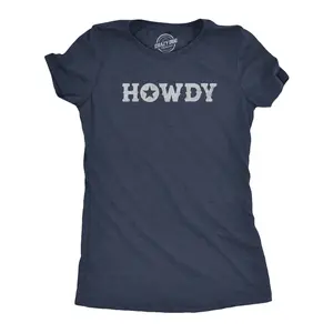 Womens Howdy T Shirt Funny Western Cowboy Greeting Tee for Ladies Funny Womens T Shirts Cute Vintage Fashion Casual Ladies T-Shirt Gift Funny Sarcastic Top Women's Novelty Tees Navy -