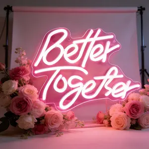 Better Together neon sign, warm white LED neon, art wall decoration lights for weddings, parties, clubs, anniversaries, bars and birthday decorations, USB powered adjustable brightness (white/warm/pink), women's gifts for Valentine's Day, Mother's Day