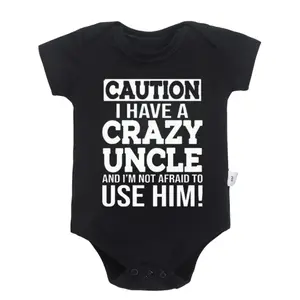 "Caution I Have a Crazy Uncle" Baby Onesie & Toddler T-Shirt – Funny Outfit for Boys & Girls, Cute Infant Bodysuit, Hilarious Gift for Nephew or Niece