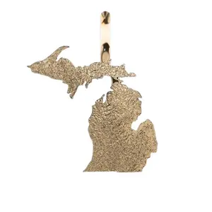 Michigan Elevation Pendant - 25mm x 20mm, Solid 10K Gold or Silver, Custom Made with Accurate Elevation Map