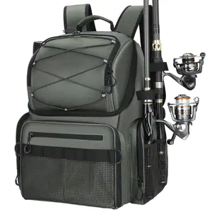 Fishing Backpack with Rod Holders & Cooler, 45L Large Water-resistant Fishing Tackle Bag,Fishing Tackle Backpack