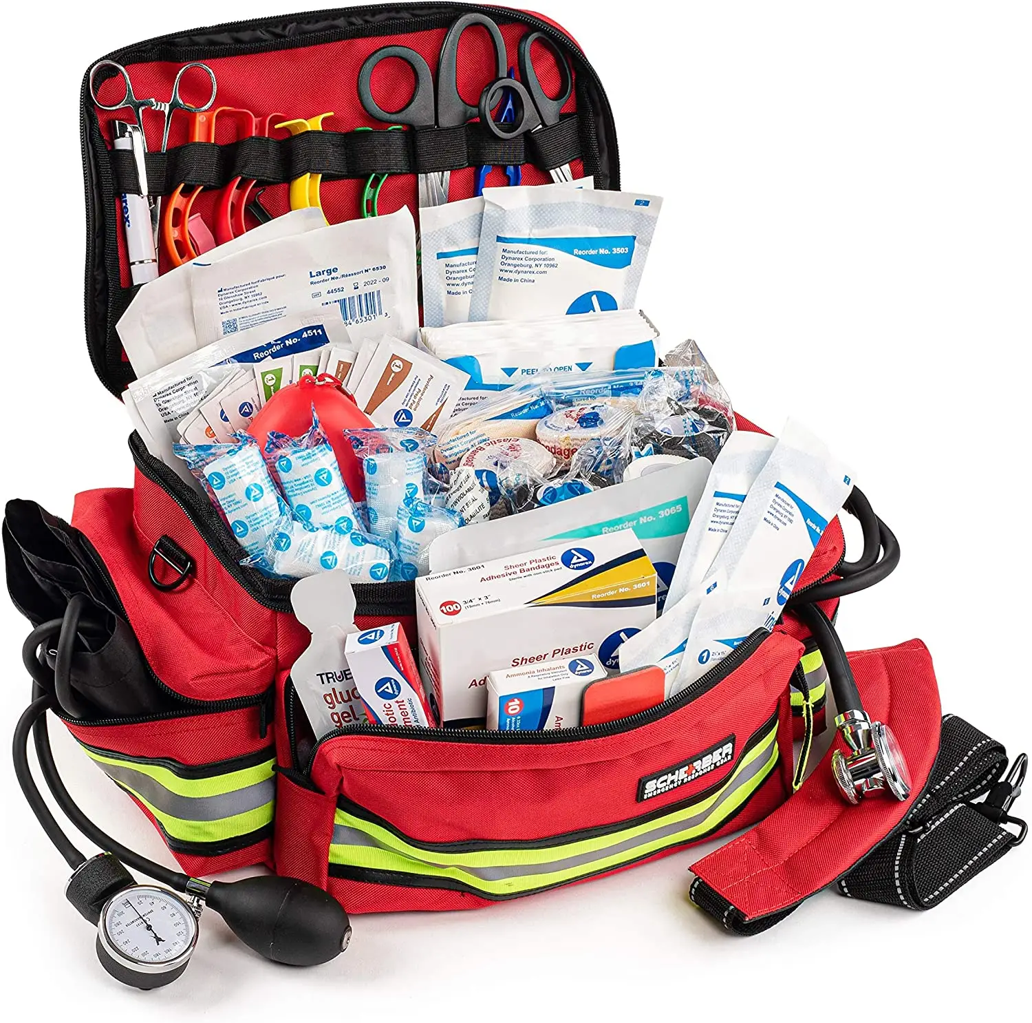 Scherber First Responder Fully-Stocked Professional Essentials EMT/EMS Trauma Kit with 200+ First Aid Supplies